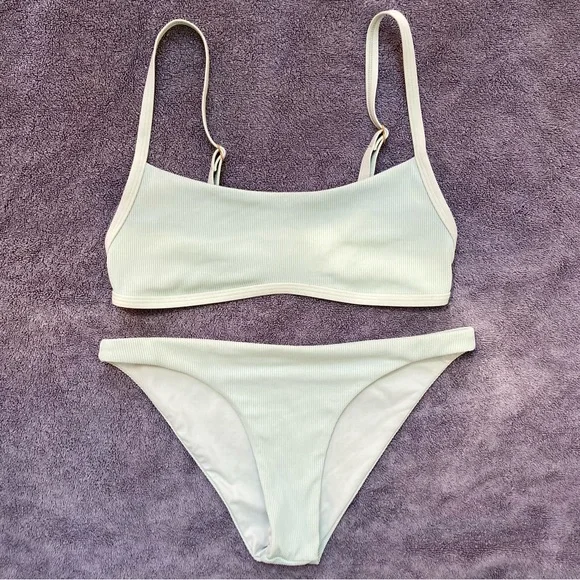 L*SPACE Gemma Ribbed Bikini in Light Turquoise - Small - Picture 11 of 16